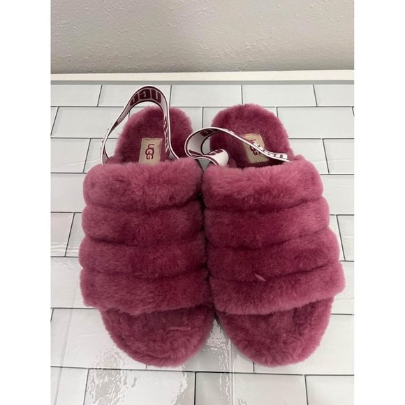 UGG Shoes - UGG fluff Yeah slippers plum real lamb fur size 6